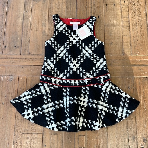 Janie and jack black and white braided plaid drop waist dress nwt
